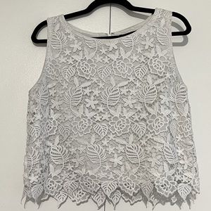 White lace overlay Banana Republic top.